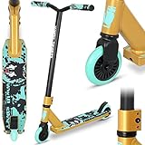 Stunt Scooter Joycruise Profi Scooters, Trick Stunt Roller für Jugendliche Kinder ab 6 Jahre Jungen Mädchen, Freistil Kick Scooter, 360 ° Lenkung Street Scooters (Schwarzes Gold)