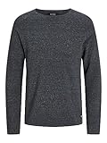 JACK & JONES Herren Strickpullover Rundhals Basic Langarm Sweater Baumwolle Shirt JJEHILL, Farben:Dunkelgrau,Größe Pullover:XXL