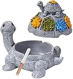 Schildkröte Aschenbecher Mit Deckel, Aschenbecher Mit Deckel, Zigaretten-Aschenbecher Für Innen Und Draussen, Ashtray, Wetterfest, Windaschenbecher Für Terrasse Veranda Gartendeko