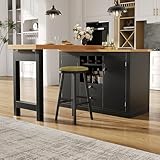 Doyisy Ausziehbarer Bartisch mit 360° Drehfunktion und Stauraum,Längenverstellbar von 120-180cm, Wohnzimmer, Esszimmer, Homeoffice, schwarzer ausziehbarer Design-Stehtisch (Schwarz)