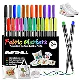 Textilstifte Waschmaschinenfest, Textilmarker stoffmalfarben Waschfest Textilmarker Stoffarbe, Permanent Stoffmalfarben für T-shirt Lätzchen Jutebeutel Stoffbeutel Babyparty Kindergeburtstag Basteln