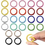 Kayqbonke 24 Stück Karabiner Rund, 24mm Ring Karabinerring Frühling, 12 Farben Schlüsselringe Ringe Schnalle, DIY Schlüsselanhänger Zubehö für Schlüsselanhänger Geldbeutel Bastelarbeiten