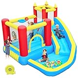 DIYJOTOFUN hüpfburg Kinder mit rutsche und kletterwand, hüpfburg gebläse inklusive, innen und außen hüpfmatratze für Kinder Bouncy Castle 3-10 Jahre 274 x 310 x 218 cm Outdoor hüpfburgen