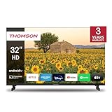 THOMSON 32 Zoll (80 cm) LED HD Smart Android TV, Google Assistant, Wi-Fi, Dolby Digital, Bluetooth, Triple-Tuner (Kabel/Satellit/Antenn), HDMI, CI+, A+ Panel- 32HA2S13