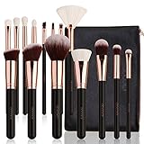 Docolor Pinselset Makeup 15 Stück Kabuki Make up Pinsel Set mit Etui Professionelle Make-up Lidschattenpinsel mit einer tragbaren schwarzen Kosmetiktasche