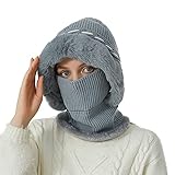 Generisch Winterhut Damen-Plüsch Fahrradhaube mit Sturmhaube Windabweisende Mütze, Schal für Damen und Herren – Gesichtsschutz für Extrem Kaltes Wetter
