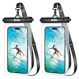 Gritin wasserdichte Handyhülle, IPX8 Unterwasser Handytasche Hülle mit Sicherheitsschleife,Waterproof Phone Case für iPhone 16 Pro Max/15/SE, Galaxy, Mate, Smartphone bis zu 7,2 Zoll - 2 Stück