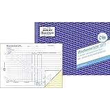 AVERY Zweckform 1311 Wochenbericht (A5 quer, mit 2 Blatt Blaupapier, von Rechtsexperten geprüft, für Deutschland/ Österreich zur wöchentlichen Dokumentation der Arbeitsleistung, 2x50 Blatt) weiß/gelb