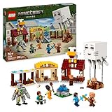 LEGO Minecraft Angriff des Ghast-Ballons - Gaming Spielzeug - Steves Haus, 4 Minifiguren - Iron Golem Figur & explodierender Brunnen Funktion - Geschenk für Jungen, Mädchen & Fans ab 10 Jahren - 21273
