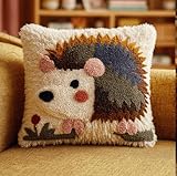 XvvwEndlessx Knüpfkissen Set Zum Selber Knüpfen Igel Für Erwachsene Und Anfänger,Diy Kissenbezug Mit Knüpfhaken-Set Latch Hook Cushion Kit,Kreatives Basteln Ideal Für Home Decor 43X43Cm