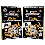 QCHEFS SIZZLES 2er Pack: Hunde Zahnpflege antibakteriell gegen Mundgeruch und Zähne geputzt- als getreidefreie-hypoallergene Leckerlis nach dem Hundefutter-perfekt für Welpen und Training