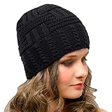 Entire Empire Damen Beanie Schwarz - 50% weiche Wolle - Wooley Wollmütze - Strickmütze Wintermütze für Damen - Skifahren Snowboarden Golf Laufen Boho Hüte - Schwarz, Schwarz , Einheitsgröße