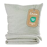 Lavea Seersucker Bettwäsche karo, Landhaus Grün, 100% Baumwolle, Bügelfrei, 135 x 200cm + 80 x 80cm, mit YKK-Qualitätsreißverschluss, kariert