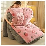 Warme, flauschige Steppdecke, dicke Winter-Steppdecke, verdickte Lammsamt-Steppdecke, super warm, doppelseitige Samt-Winterdecke, Lammsamtkern, 2-Personen-Bettdecke, E, 150 x 200 cm/2,5 kg (D 220 x
