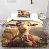 SOJFGSNAJ Schafe Männer Bettdeckenbezug Tier Totem Für Allergiker - Bettbezug Mit Reißverschluss Und 1 Kissenbezug Single（135x200cm）