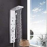 WIQUYBML Shower Suit 5 Funktionen Duschpaneel Duschset Duschsäulen aus Edelstahl mit Handbrause Wasserfall Regendumshad und Wanneneinlauf mit