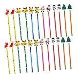 minkissy 30stücke Weihnachtsstifte Großpackung Kreative Holzstifte Lustige Stifte Kindergeschenke Schulbedarf
