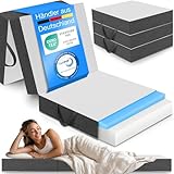ELONEO Premium Visco Klappmatratze 90x200 cm, extra hoch 15 cm, Gästematratze klappbar, Faltmatratze, Faltbare Matratze, Bandscheibenwürfel, Reisematratze, Gästebett klappbar, Klappbett waschbar