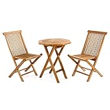 Divero 3tlg. Balkonset Adria – 2 x Klappstuhl + Tisch aus Teakholz – Farbe: Braun