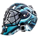 Franklin Sports NHL Team Logo Mini Hockey Torwart-Maske mit Etui, Sammler-Torwartmaske mit Offiziellen NHL-Logos und Farben, Seattle Kraken, Schwarz