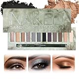 Smoky Lidschatten Palette 12 Farben, Schimmern Matt Hochpigmentierte Eyeshadow Palette Mit Spiegel & Pinsel, Feines Glattes Pulver & Mischbar Augen Make-Up Liedschatenpalete Für Frauen Mädchen