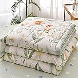 Chickwin Tagesdecke 150x200cm Bettüberwurf Gesteppt, Grün Gras Blumen Tagesdecke Wohndecke Überwurfdecke Bedspread Schlafzimmer Steppdecke Decke Überwurf Wohnzimmer Sofaüberwurf für Einzelbett