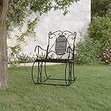 Zeehear Schaukelstuhl 84 cm Schwarz Stahl, Wetterfest Gartenbank mit Schaukelfunktion, Robuste Terrassenbank für Außenbereich, Veranda