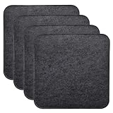 MorNon 4er Set Stuhlkissen, Quadratisch Filz Sitzkissen 35 x 35 cm Sitzauflagen für Bank, Sitzkissen mit rutschfesten Einlagen für alle Arten von Stühlen, für drinnen und draußen (Schwarz)