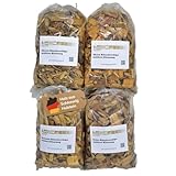 Landree® Starter-Set Räucherchips Akazie, Ahorn, Kastanie, Eiche - 4 x 2 Liter -Halbes Schwein- Wood Chips für Grill Smoker BBQ