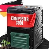 2friends Premium Garten Komposter Schnellkomposter 300L, Stabiler Kunststoff, Klappdeckel, H81xB80xT80 cm, Thermokomposter für Garten/Küchenabfälle, 100% Recycelt, EU, Model Marx