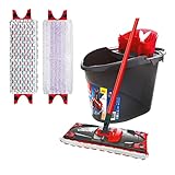 Vileda Ultramax Bodenwischer Komplett Set, inkl. 2in1 Mikrofaser-Bezug und Sensitive-Bezug, Eimer mit Powerpresse, für Sensible Böden, Stiellänge 75-130cm, Eco-Verpackung