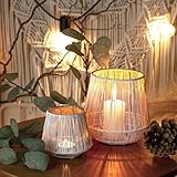 ZEYA Windlicht weiß Gold Metall 2er Set, 15 + 9 cm hoch, Windlicht Boho, Trendige Teelichthalter Draht, Moderne Laterne Tischdeko, Kerzenhalter Deko Wohnzimmer, Präsent zu Ostern
