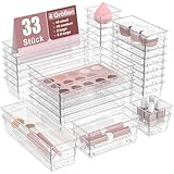 DYDHRER 33 Stücke Schubladen Organizer, schubladen ordnungssystem mit 4 Größen, schubladenorganizer Tablett für Kosmetik, Schmuck, Schminktisch, Badezimmer, Küchenutensilien und Büroschreibtisch