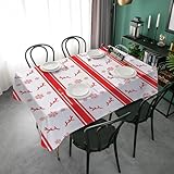 Klein Tischdecke 80x80 cm - Weihnachten Winter Bauernhaus Tischdecke Outdoor Abwaschbar Gartentischdecke Eckign Wasserabweisend Fleckschutz für Geburtstag Bierzeltgarnitur Gestreifter Hirsch W50