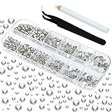 2150 Stück Strasssteine, 6 Größen Glitzersteine, Transparenter Runde Kristall Strasssteine für Nagel Kunst Kleidung Handwerk, mit Pinzette und Strass Picking Stift