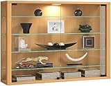 VCM Glasvitrine hängend | Vitrine Glas mit ESG-Sicherheitsglas | Maße: H. 60 x B. 83 x T. 18 cm | Hängevitrine Glas | Modern und platzsparend | Glas Vitrinenschrank - Vitrosa L Buche
