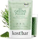 kost!bar BIO Greens Pulver | Grüner Helfer Konzentrat – 100% rein & ohne Zusätze | 5 BIO Grassaftpulver | Für Immunsystem, Energie & Wohlbefinden | Vegan, Rohkost – 60 Portionen