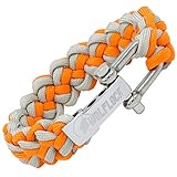 Wolflock Premium Paracord Armband für Männer - Handgeflochten mit Edelstahlverschluss in Orange/Grau