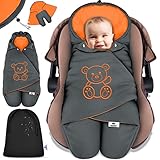 KIDIZ® Baby Einschlagdecke Babyschale Winter Herbst Babydecke mit Tasche Universal Fußsack kompatibel mit Maxi-Cosi, Römer, Buggy, Kinderwagen & Autositz isolierend gegen Wind, Nässe & Kälte