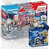 PLAYMOBIL 71381 Starter Pack Polizei 71092 Polizei-Speed Quad - Schnelle Einsätze und spannende Abenteuer für kleine Nachwuchs-Cops!