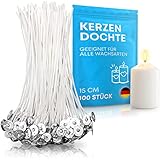molinoRC 100x Kerzendocht 15cm zum Kerzen Selber Machen [Lange BRENNDAUER] - Dochte für Kerzen perfekt zum Kerzengießen und Kerzen Basteln - Rußfreie Kerzendochte für Kerzen und Kerzenreste