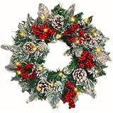 Weihnachtskranz, 45 cm, Türkranz mit Tannenzapfen, Weihnachtsdekoration für Tür, Kamin und Wand