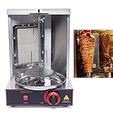 Edelstahl Gas Kebab Machine Vertikalgrill, 2000W Große Kapazität Hocheffizient Dönergrill, Dönerspieß Drehspieß für Home Catering Street Food