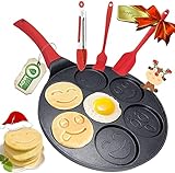 Pfannkuchenpfanne Omelettpfanne Pfannkuchenpfanne - Pfannkuchen-Grillformen - Antihaft-Silber-Dollar Frühstückspfannkuchenpfanne Antihaftbeschichtung 7 Formen Pfannkuchen-Bratpfanne (Farbe: Einfarbig)