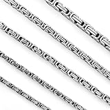 GoPaw Königskette Silber Herren Edelstahl, 4/5/6/7/8mm Königskette Halskette aus Edelstahl für Herren, Länge 51/55/61/66/71cm (51.00, silber-4mm breit)