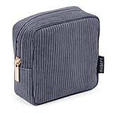 MAGEFY Kleine Make up Tasche für Frauen Mädchen, Reise Cord Kosmetiktasche Make up Tasche mit Reißverschluss Kosmetiktasche mit Fächern (Schwarz)