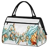 Reisetasche mit Aquarell-Muschel-Motiv, für Damen, Herren, Kinder, Jungen, Mädchen, Wochenende, Übernachtung, 24 l, für Sport, Fitnessstudio, Yoga, farbe, Big, Taschen-Organizer