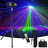 5-in-1 Discolicht mit Stativ, Kaleidoskop Discokugel mit Fernbedienung, Automatikmodus/Soundaktiviert/Stroboskop Effekt, Tragbare Partylicht für Gig, Disco Party, Geburtstag, Hochzeit, Heimgebrauch
