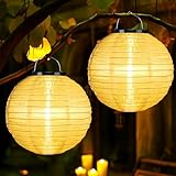 Joomer Solar Lampions Außen Wetterfest 2 Stück 30cm Solar Lampions Outdoor LED Warmweiß Edison-Glühbirne Hängende Nylon Gartenlaterne Solar Beleuchtung für Garten Terrasse Hof Hochzeit Fest Deko