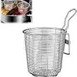 Nudelkorb aus Edelstahl Mesh Korb zum Kochen und Blanchieren mit Nudeleinsatz, Hängesieb, Küchenhelfer für Nudeln, Ramen, zum Abseihen von Nudeln und Gemüse